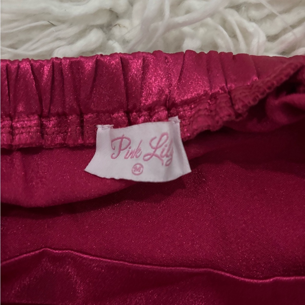 Pink Lily Vibrant Pink Satin Midi Skirt - Picture 3 of 3